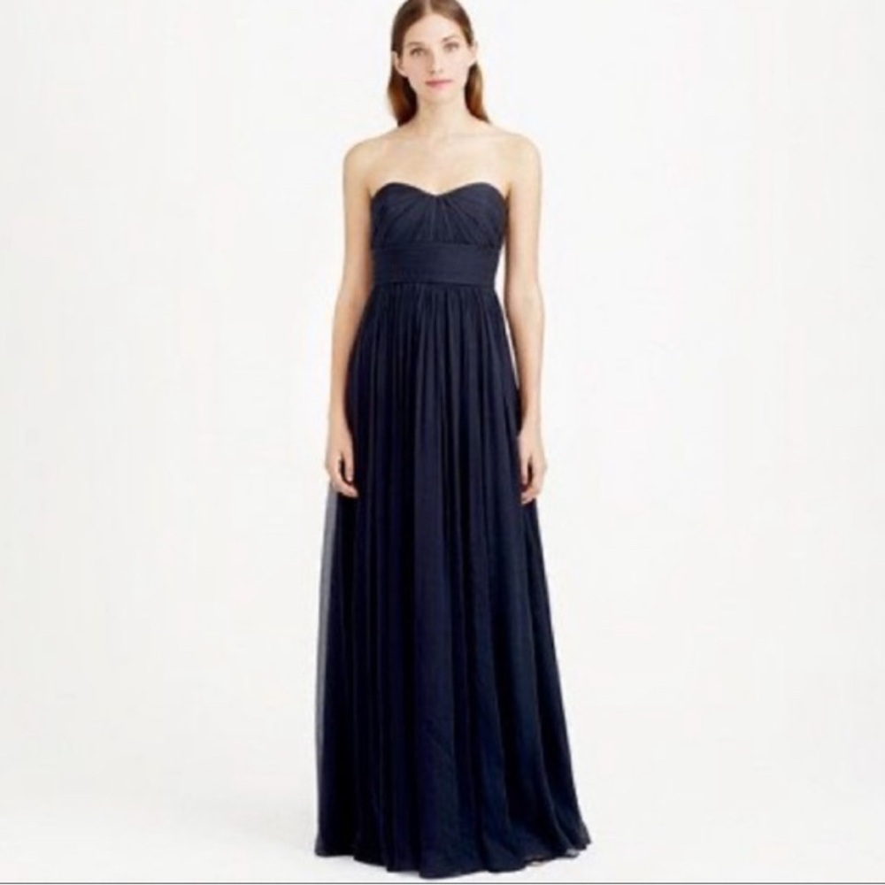 J. Crew Arabelle silk chiffon strapless gown